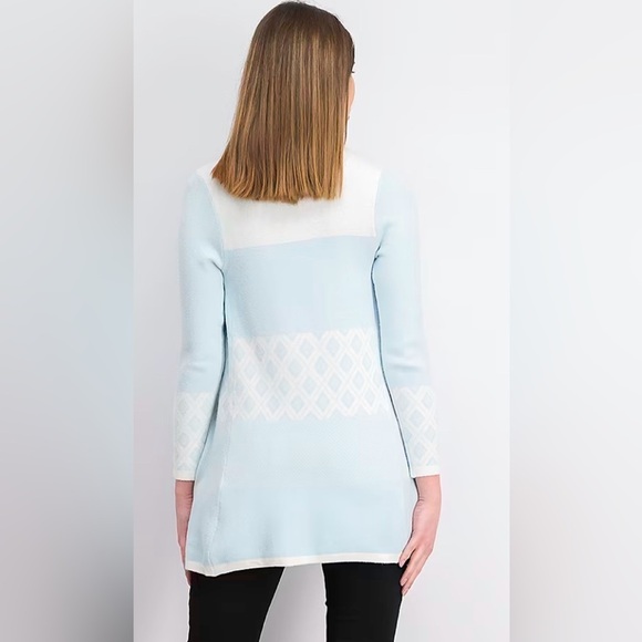 Evolution By Cyrus Chiana Graphic Open Drape Cardigan Size XL Blue **FLAWS** - Picture 2 of 14